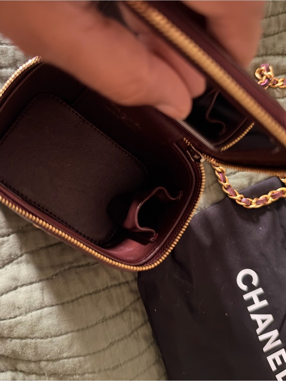 Luxury Mini Quilted Chain vanity Bag in Burgundy